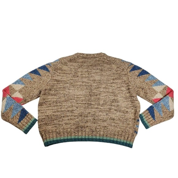 Rare Polo Ralph Lauren Aztec Flower Intarsia Sweater S Beige Multi Unisex $425 - Picture 6 of 14